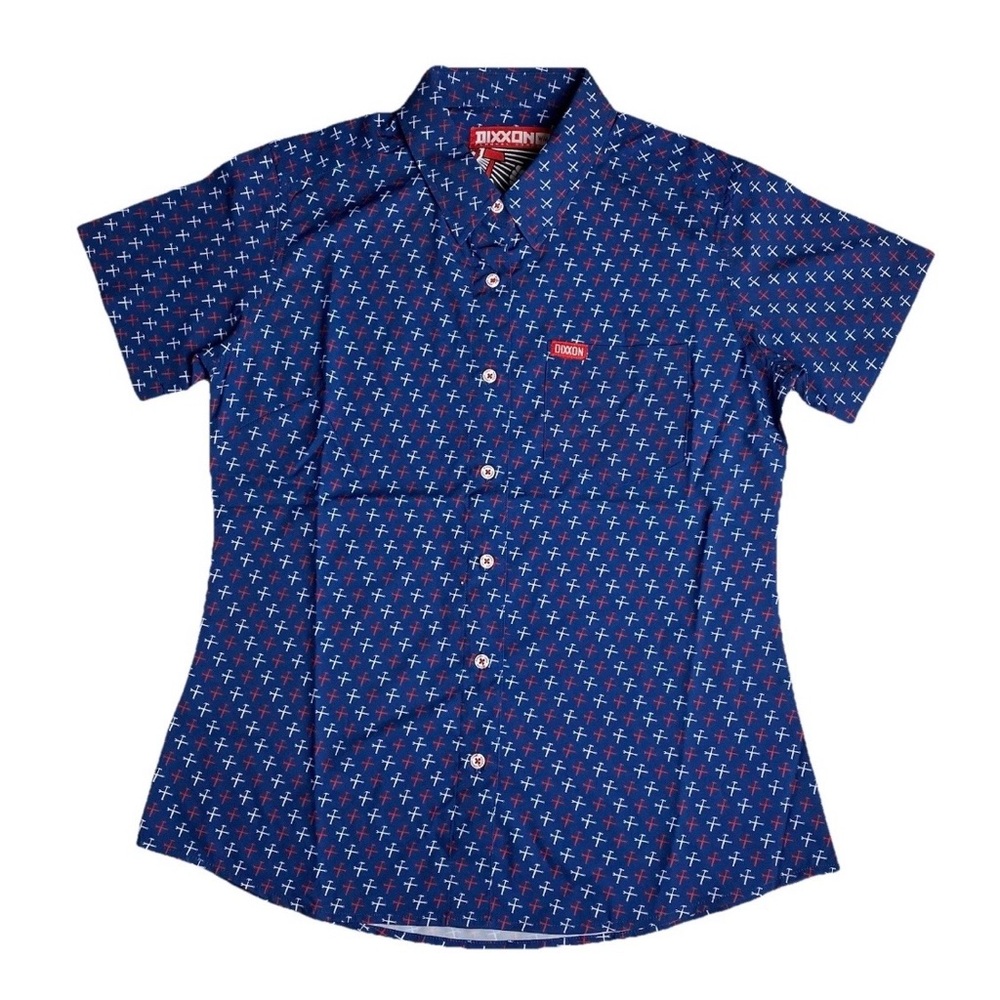 Dixxon Short Sleeve Shirt Womens Medium Party Hammer Blue Red White Hammers New
